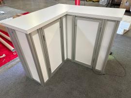 RENTAL: RE-1572 L-Shape Backlit Counter and RE-1576 White Laminated Counter -- Image 3
